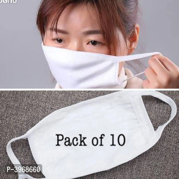 Cotton Face Mask 10 peac Combo Washable - White, GMAL, This Product is non returnable