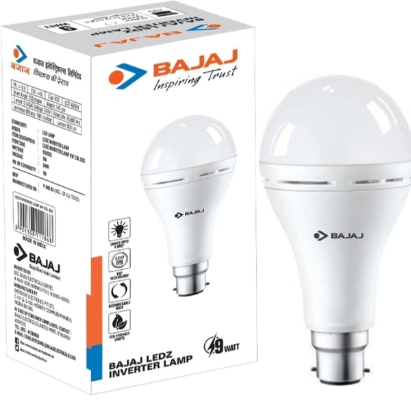 Bajaj Charging White Inverter Lamp Blub 9Wat  - white, JAElEC