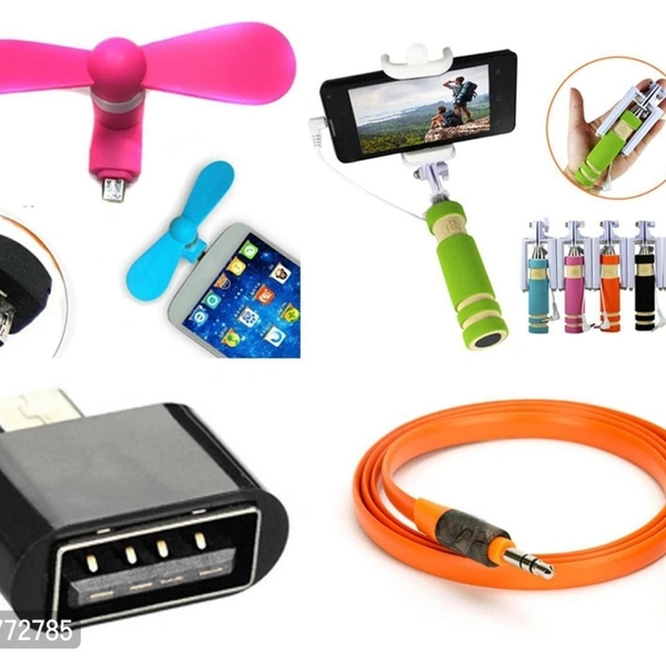 Combo Of OTG Cable,Selfi Stick,USB Fan - GMAIL, Orgin Indian