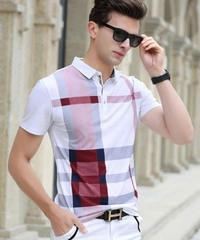 Strip Polo Men Neck Blue, White T _ SHIRT - M L XL XXL, nposo