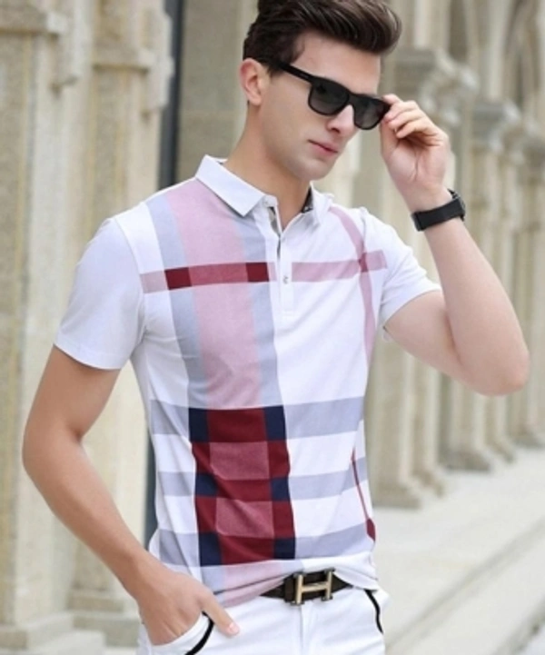 Strip Polo Men Neck Blue, White T _ SHIRT - M L XL XXL, nposo