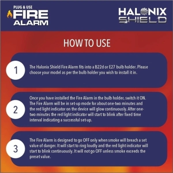 Fire Alarm & Smoke Detector Alaram Blub halonix - rjsop, HALONIX FIRE ALARM Smoke and Fire AlarmSales Package :Pack of 1Brand :HALONIXModel Number :Shield Fi