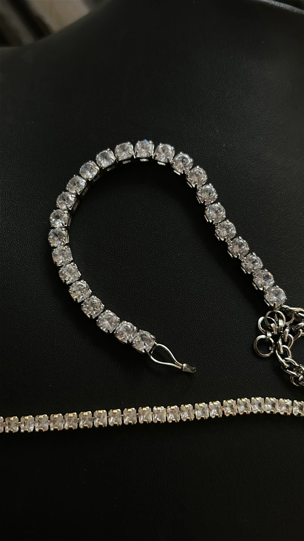 Tennis Bracelet  - White Pleated (thicker)
