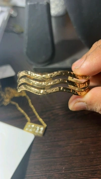 18k Pleated 3 Layer Kada Bracelet 