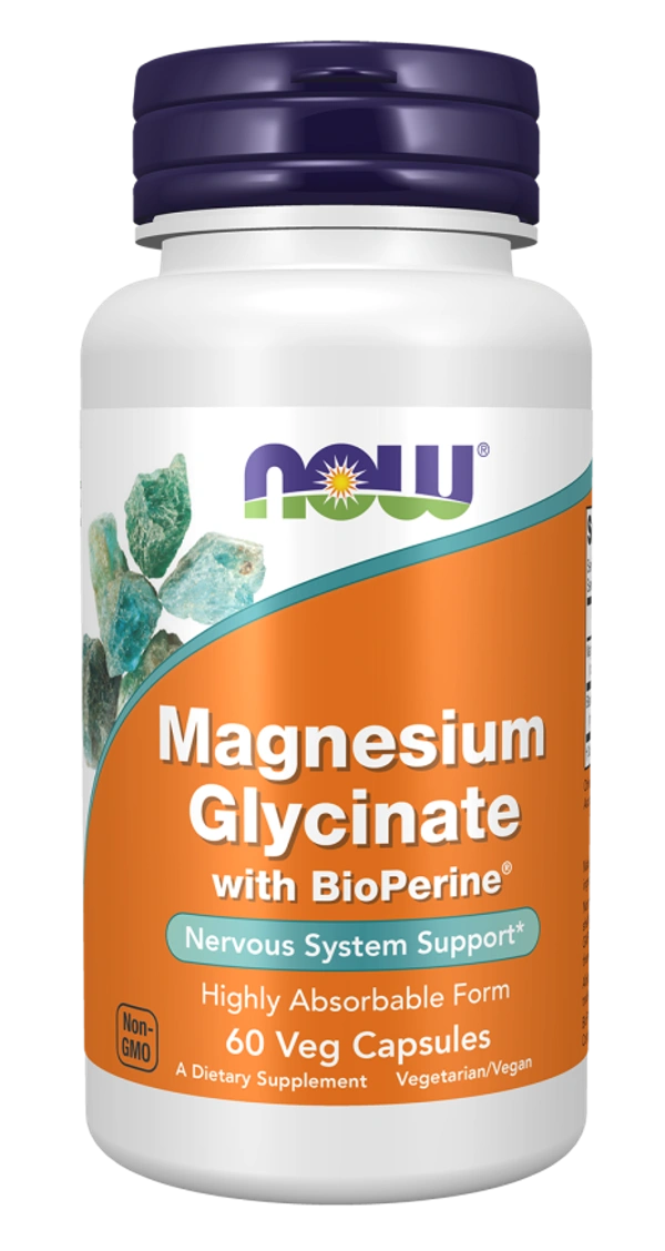 Now Magnesium Glycinate with BioPerine - 60 Veg Capsules, NA