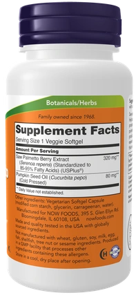 Now Saw Palmetto Extract 320 gm 90 Veggie softgels