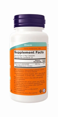Now Magnesium Citrate Veg Capsules - 120 Veg Capsules