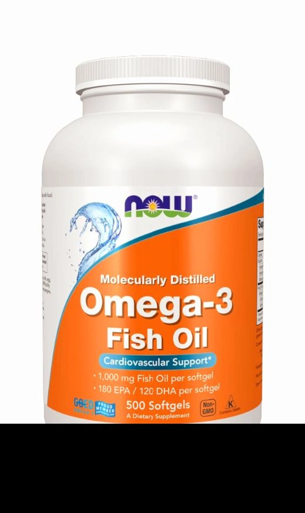 Now Omega-3 Fish Oil, Molecularly Distilled 500 Softgels