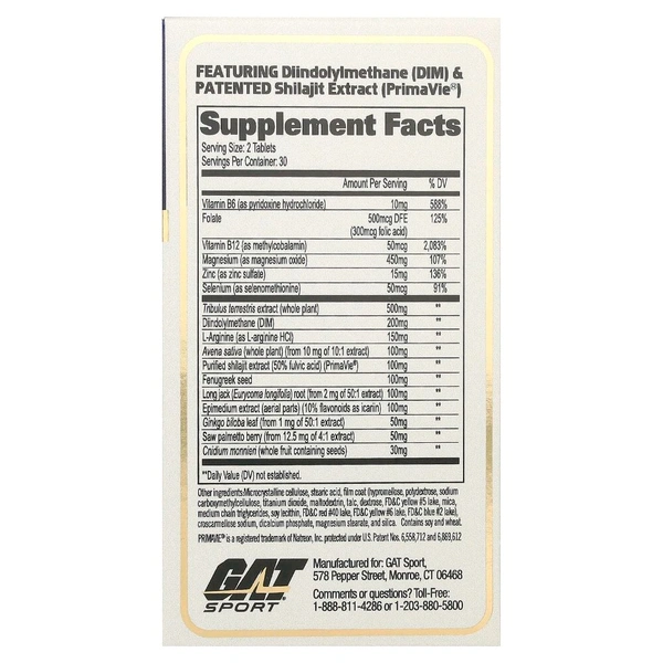 GAT Sport Testrol Gold ES Testosterone Booster, 60 Tablets