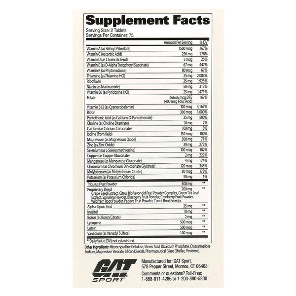 
GAT Sport Mens Multi + Test- 150 Tablets