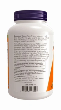 Now Inulin Prebiotic Pure Powder, Organic - 227G