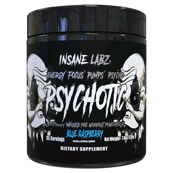 Insane Labz Psychotic Black  35servings  - 228g, Blue Raspberry