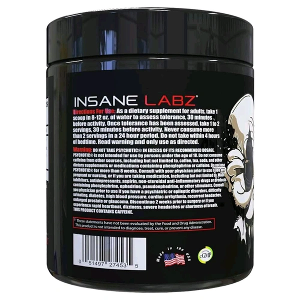 Insane Labz Psychotic Black  35servings  - 228g, Blue Raspberry