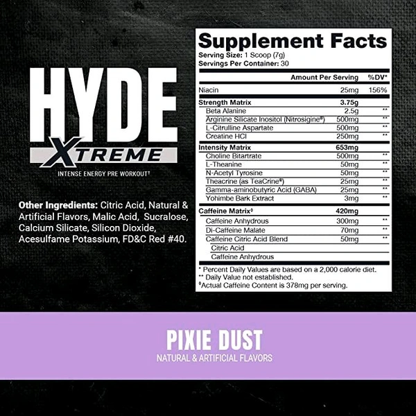 ProSupps Hyde Xtreme Intense Energy Pre-Workout 30 Servings  - 210g, Pixie Dust