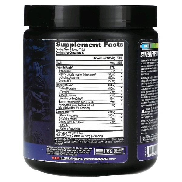 ProSupps Hyde Xtreme, Hard-Hitting Energy Pre Workout - Blue Razz, (210 g)
