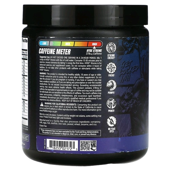 ProSupps Hyde Xtreme, Hard-Hitting Energy Pre Workout - Blue Razz, (210 g)
