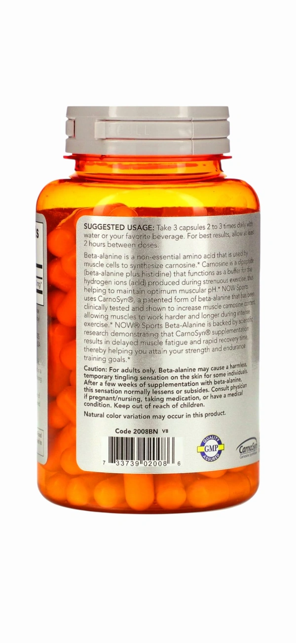 NOW Foods
Sports, Beta-Alanine, Endurance, 750 mg,  - 120 Veg Capsules