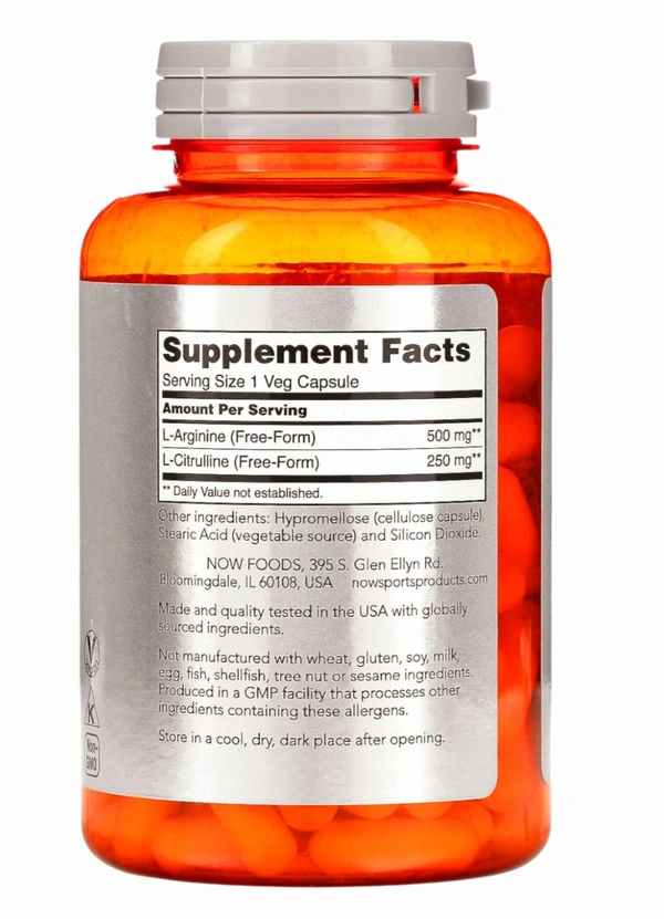 NOW Foods
Sports, Arginine & Citrulline - 120 Veg Capsules