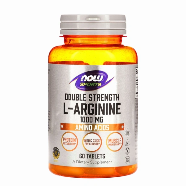 NOW Foods
Sports, Double Strength L-Arginine, 1,000 mg, 60 Tablets - 60 Tablets