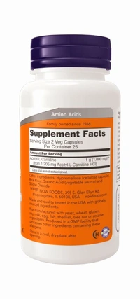 Acetyl-L-Carnitine 500 mg  - 100 Veg Capsules