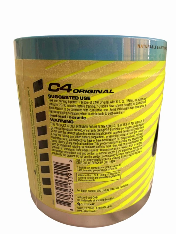 Cellucor C4 Original Pre-Workout *New
Formula* 50 Serv - International - 470g (16.6oz), ICY BLUE RASPBERRY