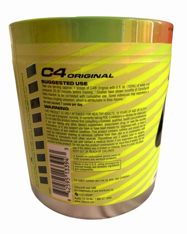 Cellucor C4 Original Pre-Workout *New
Formula* 50 Serv - International - 470g (16.6oz), WATERMELON