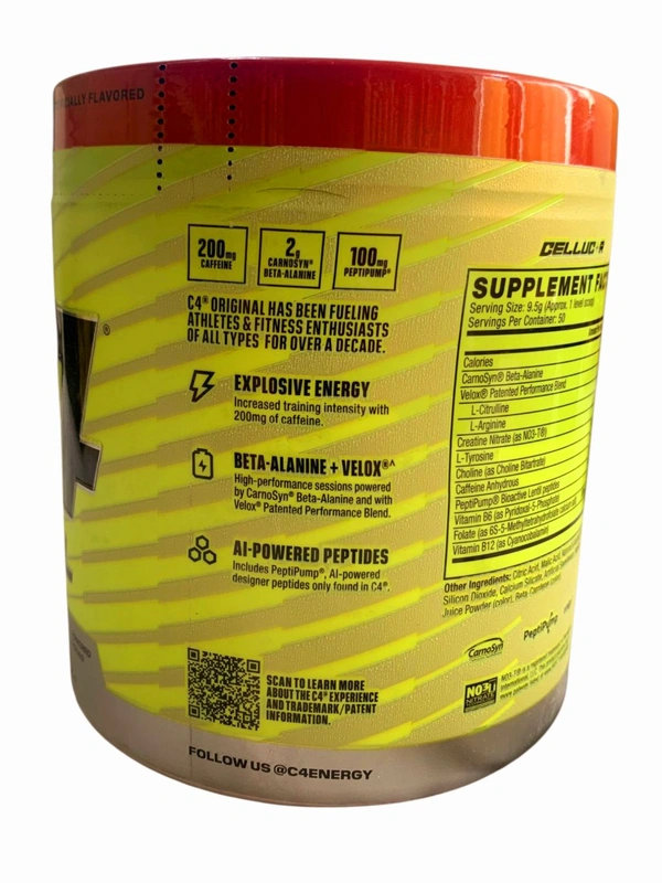 Cellucor C4 Original Pre-Workout *New
Formula* 50 Serv - International - 475g (16.8oz), FRUIT PUNCH