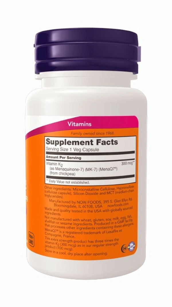 MK-7 Vitamin K-2, Extra Strength 300 mcg  - 60 Veg Capsules