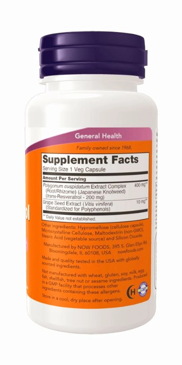 Now Resveratrol 200 mg  - 60 Veg Capsules