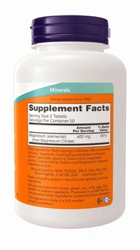 Now Magnesium Citrate 200 Mg - 250 Tablets