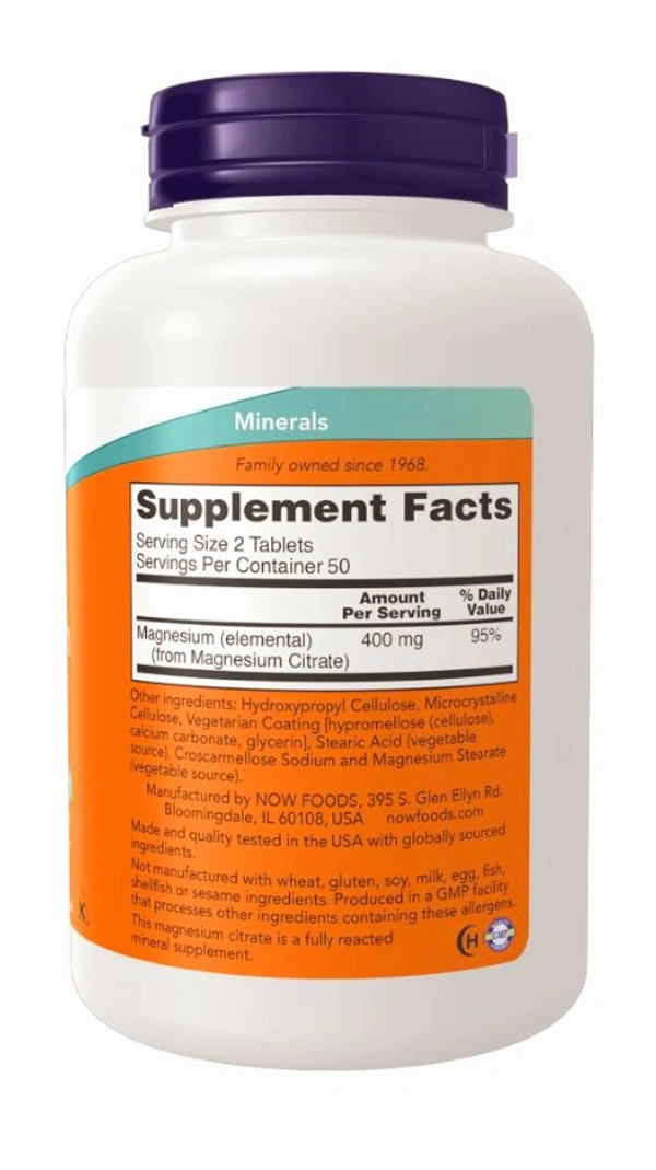 Now Magnesium Citrate 200 Mg - 250 Tablets