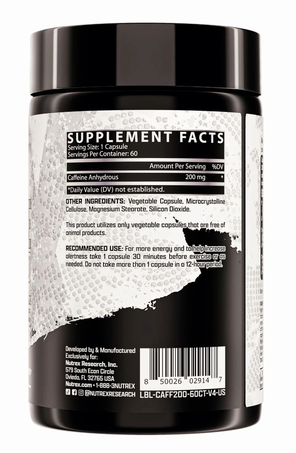 Nutrex Research Caffeine 200mg, - 60 Capsules