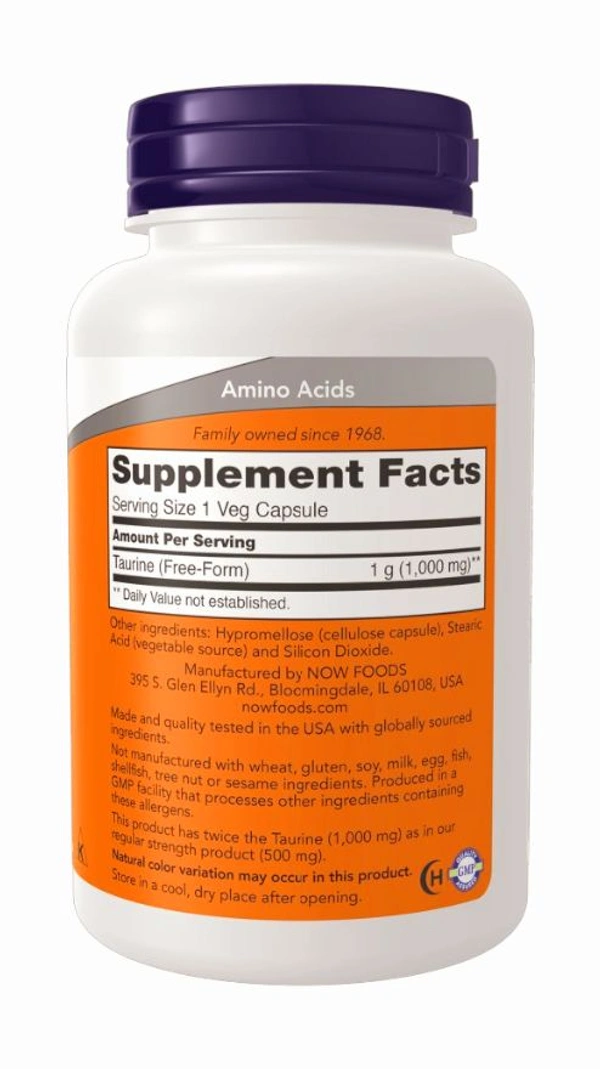 Now Taurine, Double Strength 1000 mg  - 100 Veg Capsules
