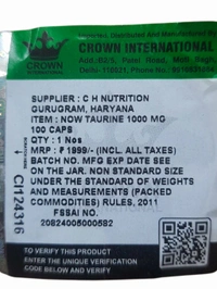 Now Taurine, Double Strength 1000 mg  - 100 Veg Capsules