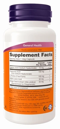 Hyaluronic Acid, Double Strength 100 mg  - 120 Veg Capsules