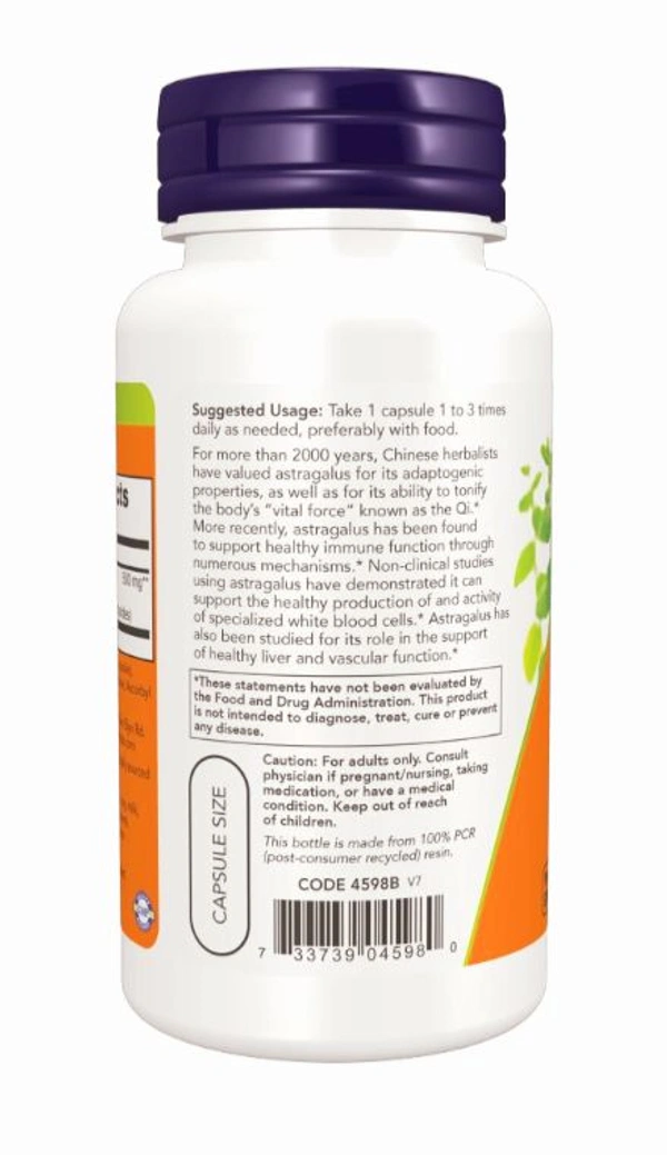 Now Astragalus Extract 500mg  - 90 Veg Capsules
