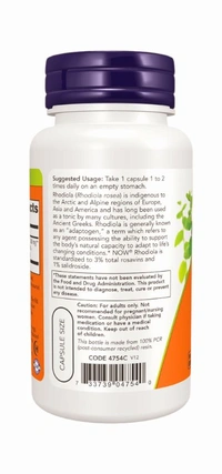 Now Now Rhodiola 500 mg  - 60 Veg Capsules