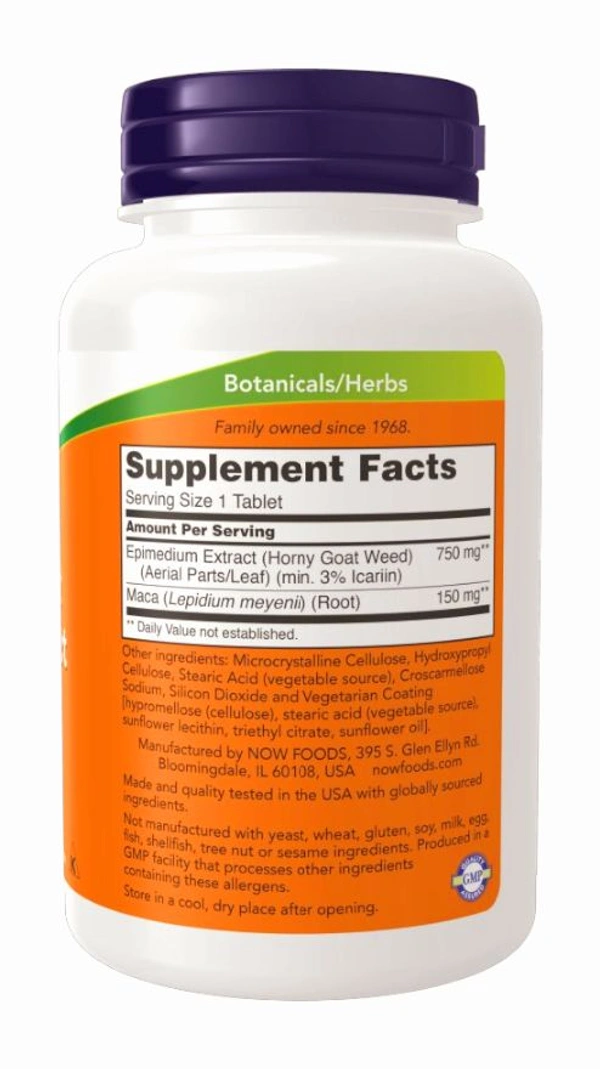 Now Horny Goat Weed Extract 750 mg  - 90 Tablets
