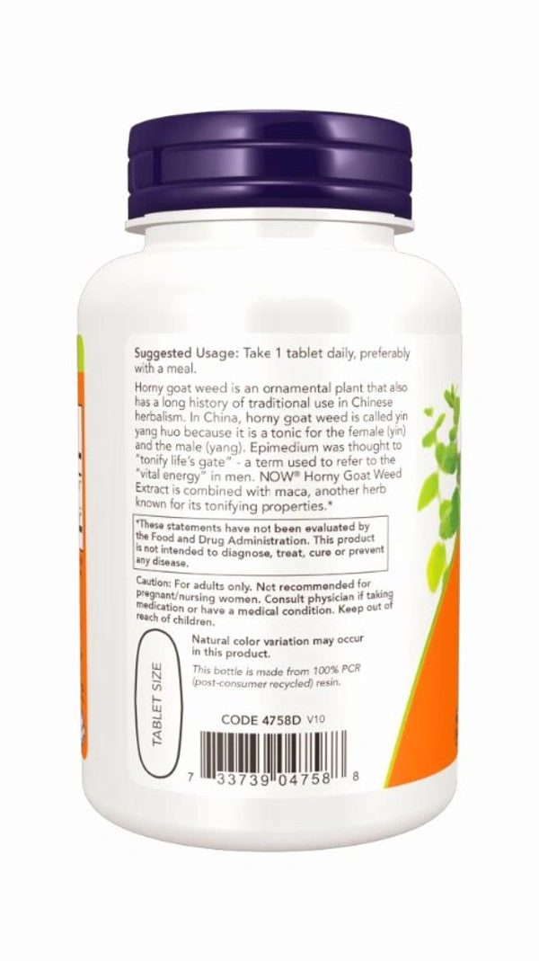 Now Horny Goat Weed Extract 750 mg  - 90 Tablets