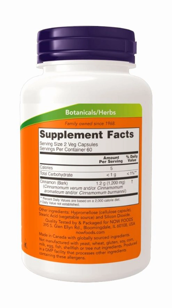 Now Cinnamon Bark 600 mg  - 240 Veg Capsules