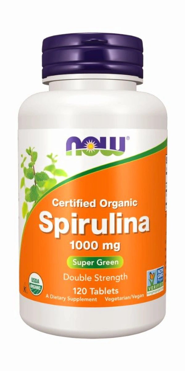 Now Spirulina, Double Strength, Organic 1000 mg  - 120 Tablets