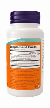 Now Tri-Chromium 500 mcg with Cinnamon  - 90 Veg Capsules