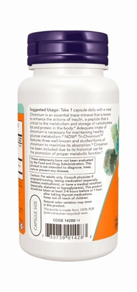 Now Tri-Chromium 500 mcg with Cinnamon  - 90 Veg Capsules
