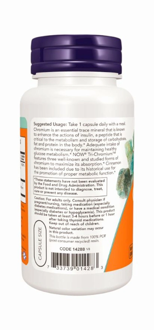 Now Tri-Chromium 500 mcg with Cinnamon  - 90 Veg Capsules