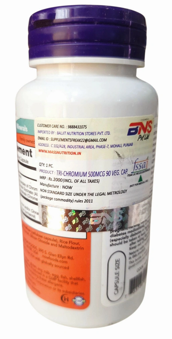 Now Tri-Chromium 500 mcg with Cinnamon  - 90 Veg Capsules