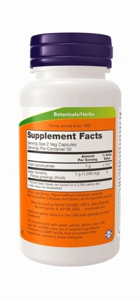 Now Panax Ginseng 500 mg  - 100 Veg Capsules