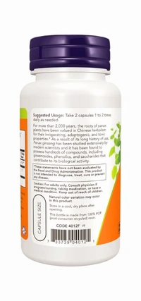 Now Panax Ginseng 500 mg  - 100 Veg Capsules