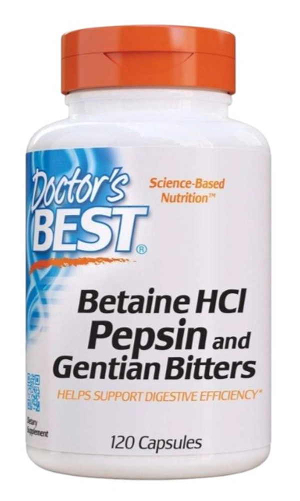 Doctor's Best Betaine Hcl Pepsin & Gentian Bitters (Support Digestive Health)  - 120 Caps 100 grams