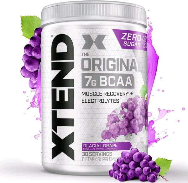 Xtend Original Bcaa Powder | Sugar Free | 7G Bcaas For Men & Women | 30 Servings - 405g, Glacial Grape
