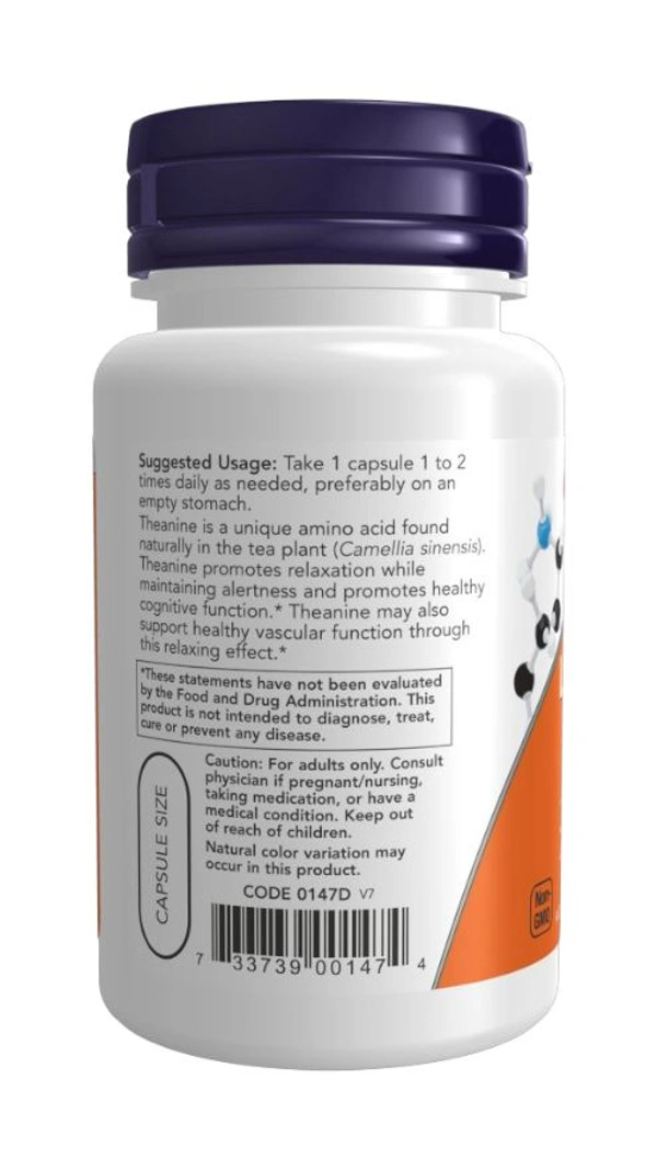Now L-Theanine, Double Strength 200 mg  - 60 Veg Capsules